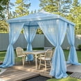 thumbnail image 1 of Outdoor Patio Curtain 98x63 Inch, Rod Pocket Fade Proof Polyester Drapes, Waterproof Weather Resistant Porch Gazebo Curtain Panel, Blue, 1 of 6