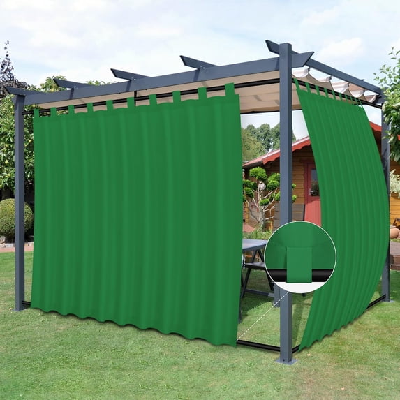 Outdoor Patio Curtains 2 Panels 110x120 Inch Green Waterproof Privacy ...