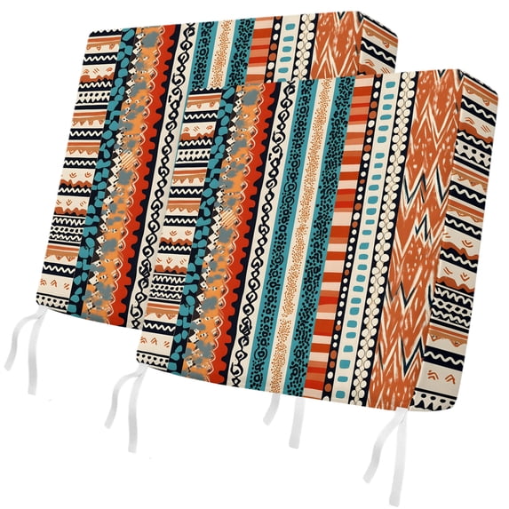 Outdoor Patio Cushion Covers 2 Pack Bohemian Patio Chair Cushion Covers with Ties and Zipper Ethnic Art Decor Waterproof Outdoor Seat Cushion Covers for Patio Furniture 20"x18"