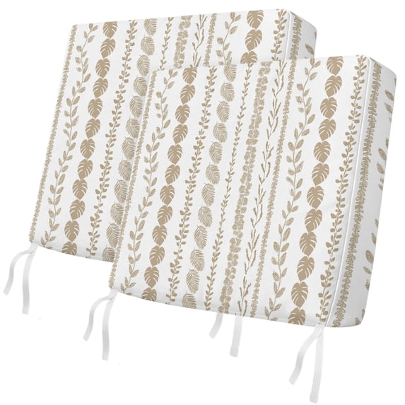 Outdoor Patio Cushion Covers 2 Pack Brown Leaf Striped Patio Chair Cushion Covers with Ties and Zipper Waterproof Outdoor Seat Cushion Covers for Patio Furniture 22"x20"