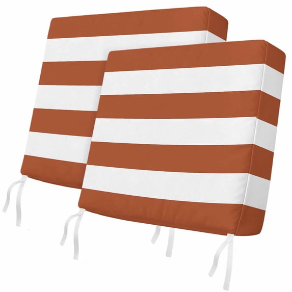 Outdoor Patio Cushion Covers 2 Pack Burnt Orange Stripes Patio Chair Cushion Covers with Ties and Zipper Modern Parallel Lines Waterproof Outdoor Seat Cushion Covers for Patio Furniture 22"x22"