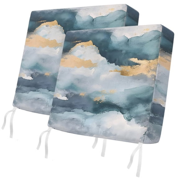 Outdoor Patio Cushion Covers 2 Pack Grey Marble Patio Chair Cushion Covers with Ties and Zipper Gold Cloud Waterproof Outdoor Seat Cushion Covers for Patio Furniture 22"x20"
