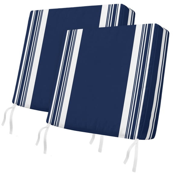 Outdoor Patio Cushion Covers 2 Pack Navy Blue Striped Patio Chair Cushion Covers with Ties and Zipper Classic Farmhouse Stripes Waterproof Outdoor Seat Cushion Covers for Patio Furniture 22"x20"