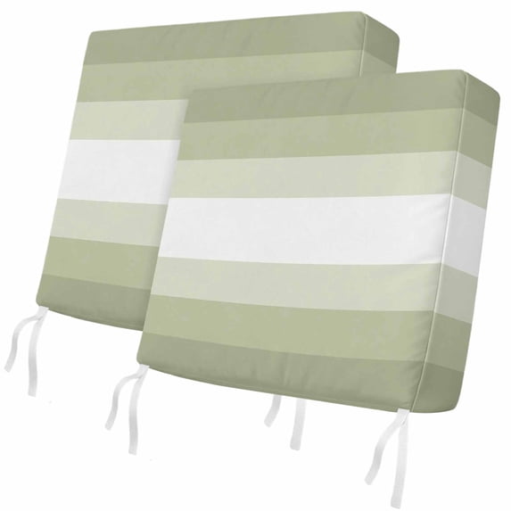 Outdoor Patio Cushion Covers 2 Pack Ombre Sage Green Stripes Patio Chair Cushion Covers with Ties and Zipper Modern Gradient Stripes Waterproof Outdoor Seat Cushion Covers for Patio Furniture 24"x24"