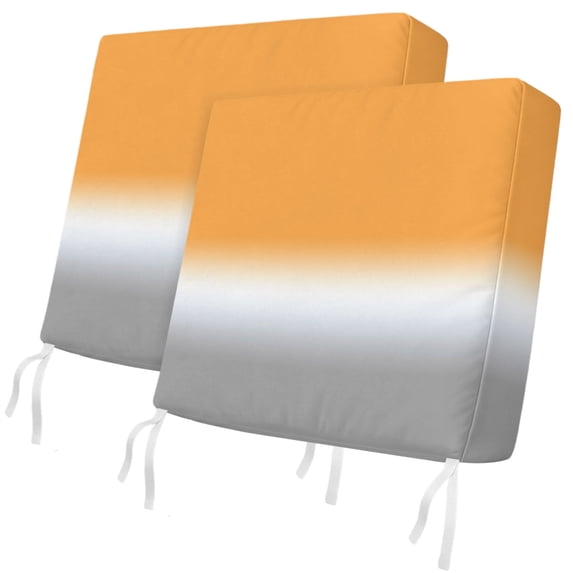 Outdoor Patio Cushion Covers 2 Pack Orange and Grey Ombre Patio Chair Cushion Covers with Ties and Zipper Gradient Gradual Color Waterproof Outdoor Seat Cushion Covers for Patio Furniture 20"x18"