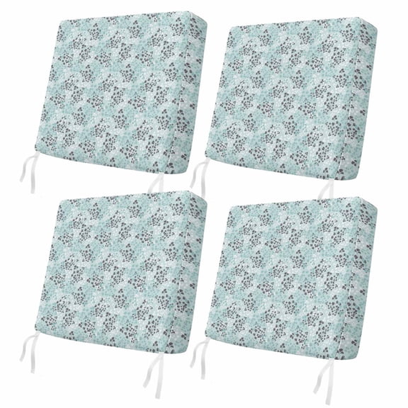 Outdoor Patio Cushion Covers 4 Pack Aqua Ginkgo Leaves Chair Pads Slipcovers with Ties & Zipper Waterproof Spring Floral Pet Seat Cushion Covers for Outdoor Furniture Couch Sofa 24x24 Inch