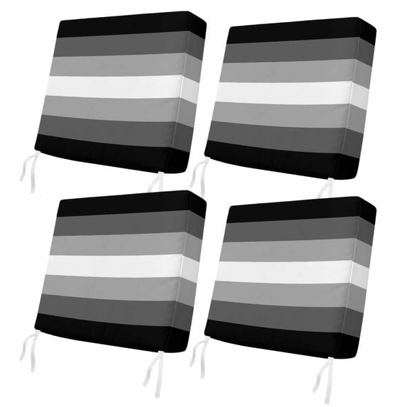 Outdoor Patio Cushion Covers 4 Pack Black Patio Chair Cushion Covers with Ties and Zipper Gradient Stripes Modern Waterproof Outdoor Seat Cushion Covers for Patio Furniture 22"x20"