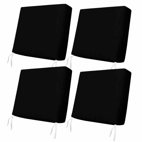 Outdoor Patio Cushion Covers 4 Pack Black Patio Chair Cushion Covers with Ties and Zipper Solid Color Waterproof Outdoor Seat Cushion Covers for Patio Furniture 20"x18"