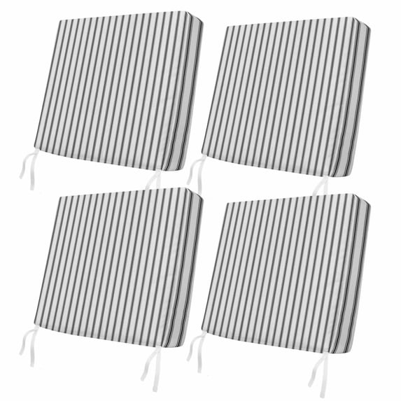 Outdoor Patio Cushion Covers 4 Pack Black Stripe Patio Chair Cushion Covers with Ties and Zipper Vertical Striped Waterproof Outdoor Seat Cushion Covers for Patio Furniture 20"x18"