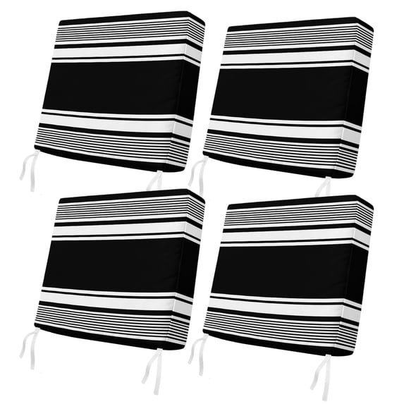 Outdoor Patio Cushion Covers 4 Pack Black Striped Patio Chair Cushion Covers with Ties and Zipper Classic Farmhouse Stripes Waterproof Outdoor Seat Cushion Covers for Patio Furniture 24"x24"