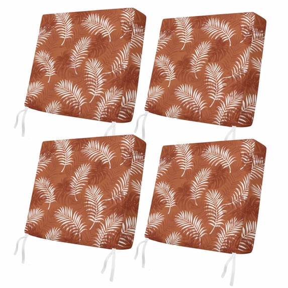 Outdoor Patio Cushion Covers 4 Pack Burnt Orange Leaf Patio Chair Cushion Covers with Ties and Zipper Waterproof Outdoor Seat Cushion Covers for Patio Furniture 22"x20"