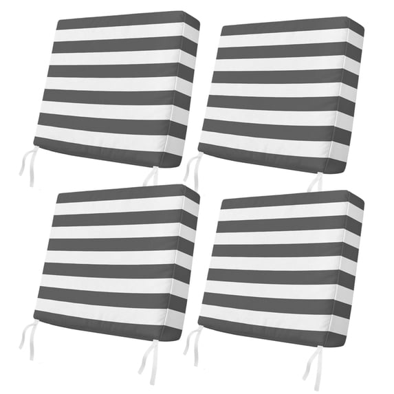 Outdoor Patio Cushion Covers 4 Pack Classical Stripe Patio Chair Cushion Covers with Ties and Zipper Dark Grey Waterproof Outdoor Seat Cushion Covers for Patio Furniture 22"x22"