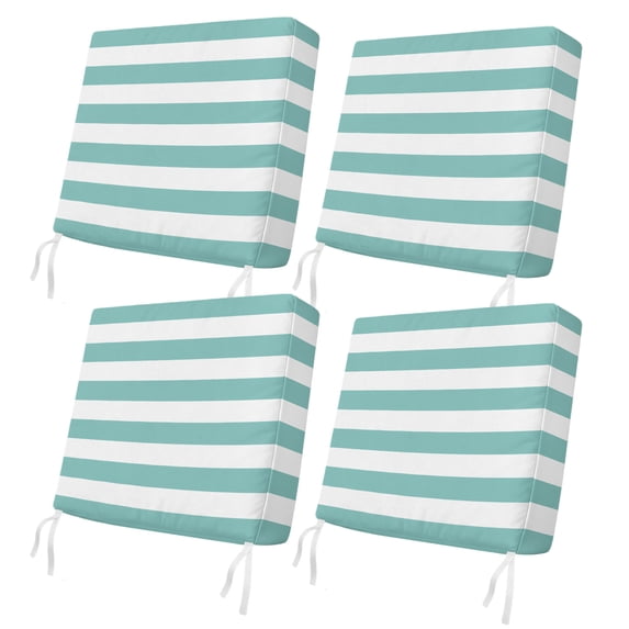 Outdoor Patio Cushion Covers 4 Pack Classical Stripe Patio Chair Cushion Covers with Ties and Zipper Teal Blue Waterproof Outdoor Seat Cushion Covers for Patio Furniture 20"x18"