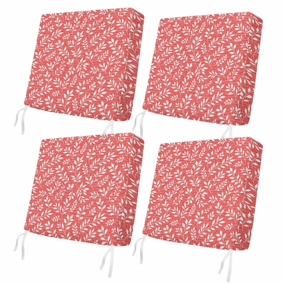 Outdoor Patio Cushion Covers 4 Pack Coral Pink Eucalyptus Leaves Patio Chair Cushion Covers Botanical Vine Branches Farmhouse Waterproof Outdoor Seat Cushion Covers for Patio Furniture 20"x18"