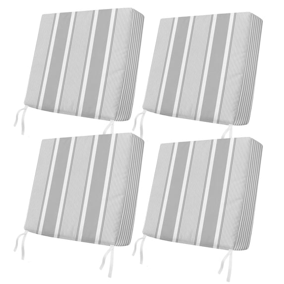 Outdoor Patio Cushion Covers 4 Pack Gray White Stripes Patio Chair Cushion Covers with Ties and Zipper Lines Modern Vertical Stripes Waterproof Outdoor Seat Cushion Covers for Patio Furniture 20"x18"