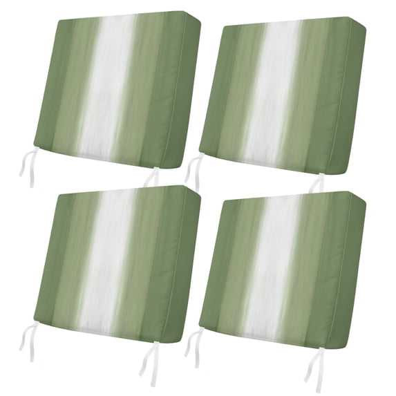 Outdoor Patio Cushion Covers 4 Pack Green Ombre Patio Chair Cushion Covers with Ties and Zipper Sage Green Ombre White Stripes Waterproof Outdoor Seat Cushion Covers for Patio Furniture 20"x18"