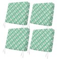 thumbnail image 1 of Outdoor Patio Cushion Covers 4 Pack Green Plaid Patio Chair Cushion Covers with Ties and Zipper Mint Green Grid Stripes Waterproof Outdoor Seat Cushion Covers for Patio Furniture 22"x22", 1 of 9