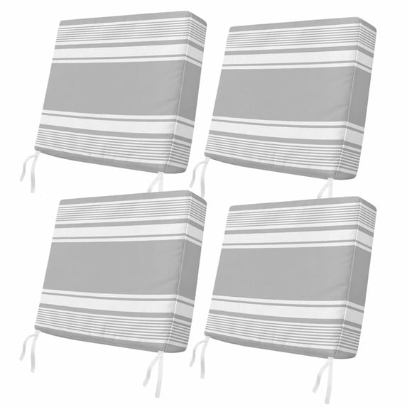 Outdoor Patio Cushion Covers 4 Pack Grey Striped Patio Chair Cushion Covers with Ties and Zipper Classic Farmhouse Stripes Waterproof Outdoor Seat Cushion Covers for Patio Furniture 22"x22"