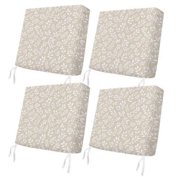 Outdoor Patio Cushion Covers 4 Pack Light Beige Eucalyptus Leaves Patio Chair Cushion Covers Botanical Vine Branches Farmhouse Waterproof Outdoor Seat Cushion Covers for Patio Furniture 22"x22"