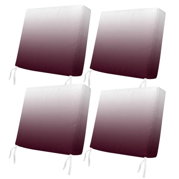 Outdoor Patio Cushion Covers 4 Pack Ombre Red Patio Chair Cushion Covers with Ties and Zipper Wine Red White Waterproof Outdoor Seat Cushion Covers for Patio Furniture 20"x18"