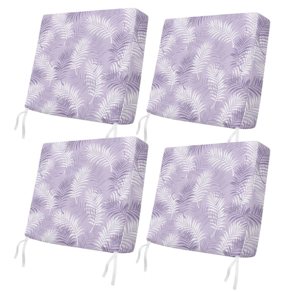 Outdoor Patio Cushion Covers 4 Pack Palm Leaves Patio Chair Cushion Covers with Ties and Zipper Waterproof Outdoor Seat Cushion Covers for Patio Furniture 22"x20"