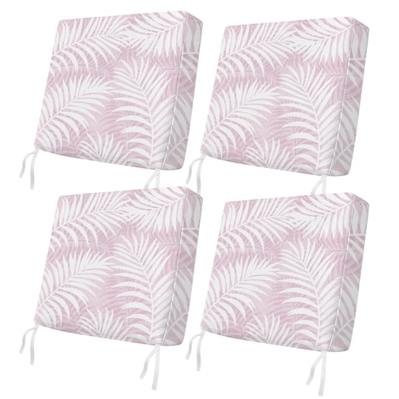 Outdoor Patio Cushion Covers 4 Pack Pink Palm Leaf Patio Chair Cushion Covers with Ties and Zipper Waterproof Outdoor Seat Cushion Covers for Patio Furniture 20"x18"