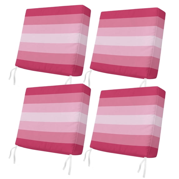 Outdoor Patio Cushion Covers 4 Pack Pink Patio Chair Cushion Covers with Ties and Zipper Gradient Stripes Modern Waterproof Outdoor Seat Cushion Covers for Patio Furniture 22"x22"