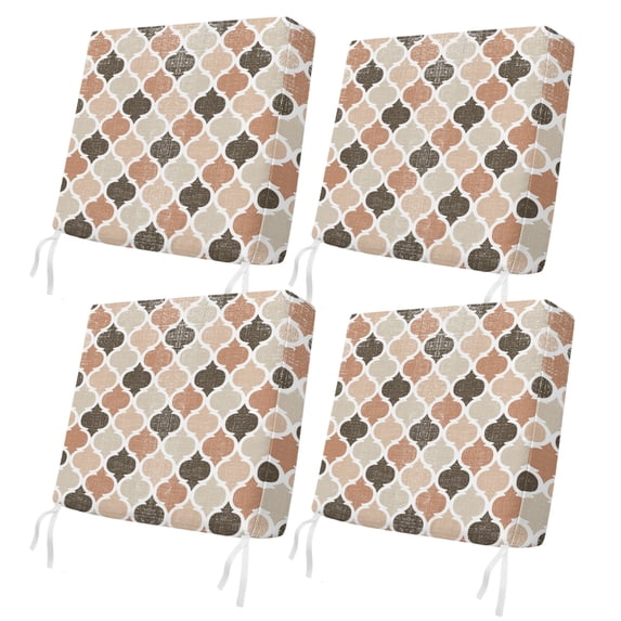 Outdoor Patio Cushion Covers 4 Pack Retro Moroccan Pattern Patio Chair Cushion Covers with Ties and Zipper Geometric Art Waterproof Outdoor Seat Cushion Covers for Patio Furniture 24"x24"