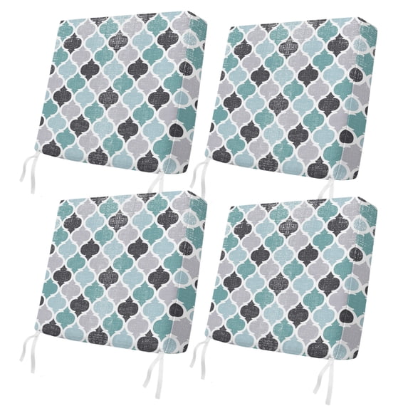 Outdoor Patio Cushion Covers 4 Pack Retro Moroccan Pattern Patio Chair Cushion Covers with Ties and Zipper Geometric Style Waterproof Outdoor Seat Cushion Covers for Patio Furniture 20"x18"