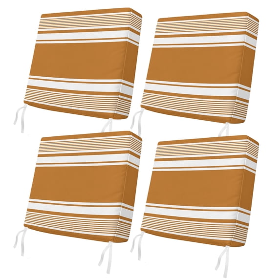 Outdoor Patio Cushion Covers 4 Pack Rustic Brown Striped Patio Chair Cushion Covers with Ties and Zipper Modern Farmhouse Stripes Waterproof Outdoor Seat Cushion Covers for Patio Furniture 20"x18"
