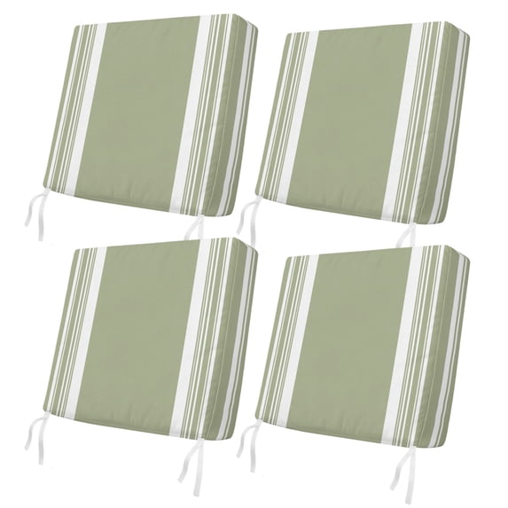Outdoor Patio Cushion Covers 4 Pack Sage Green Striped Patio Chair Cushion Covers with Ties and Zipper Classic Farmhouse Stripes Waterproof Outdoor Seat Cushion Covers for Patio Furniture 22"x20"