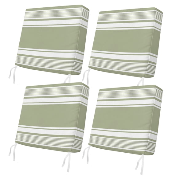 Outdoor Patio Cushion Covers 4 Pack Sage Green Striped Patio Chair Cushion Covers with Ties and Zipper Classic Farmhouse Stripes Waterproof Outdoor Seat Cushion Covers for Patio Furniture 20"x18"