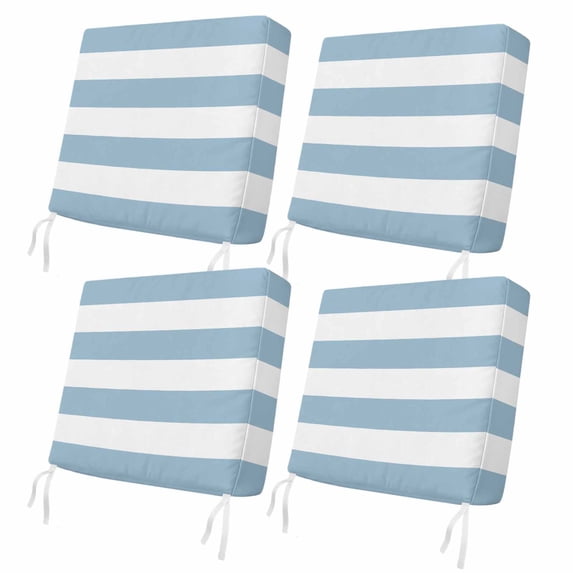 Outdoor Patio Cushion Covers 4 Pack Sky Blue Stripes Patio Chair Cushion Covers with Ties and Zipper Modern Artistic Parallel Lines Waterproof Outdoor Seat Cushion Covers for Patio Furniture 22"x22"