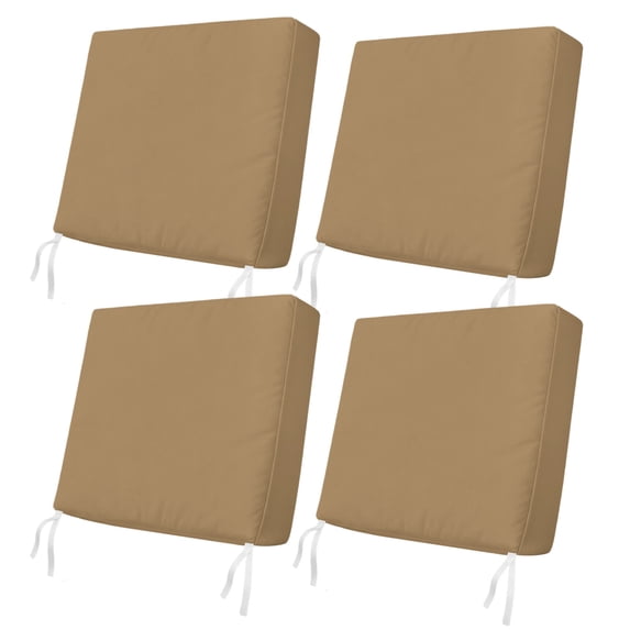 Outdoor Patio Cushion Covers 4 Pack Solid Color Patio Chair Cushion Covers with Ties and Zipper Khaki Farmhouse Vintage Waterproof Outdoor Seat Cushion Covers for Patio Furniture 22"x20"