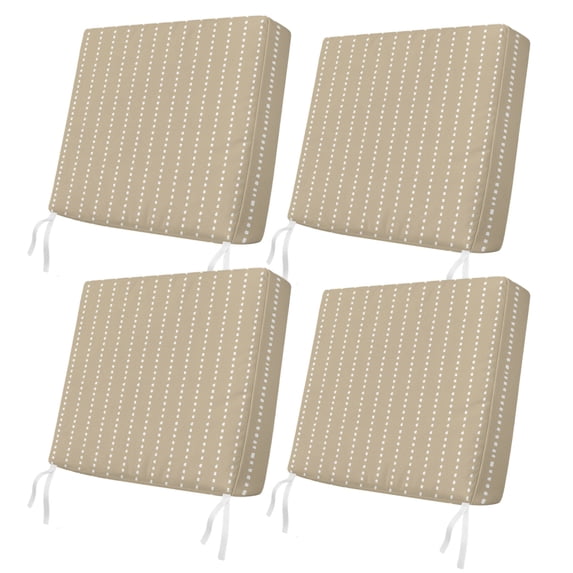 Outdoor Patio Cushion Covers 4 Pack Vertical Lines Patio Chair Cushion Covers with Ties and Zipper Flax White Dashed Pattern Waterproof Outdoor Seat Cushion Covers for Patio Furniture 22"x20"