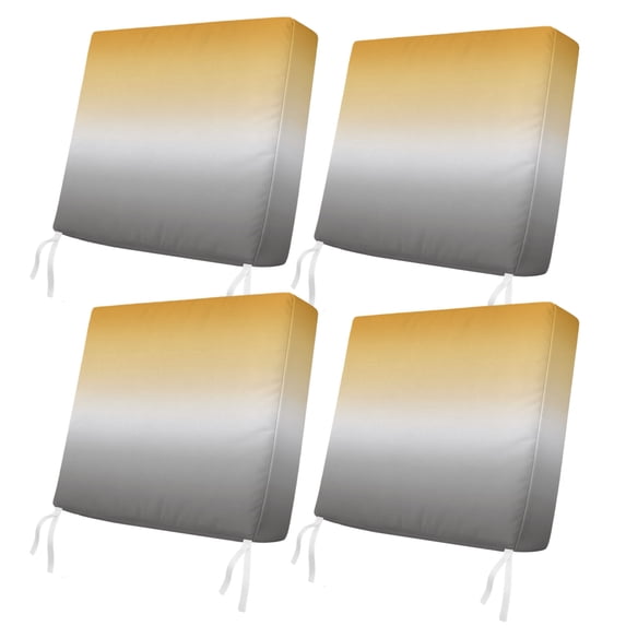 Outdoor Patio Cushion Covers 4 Pack Yellow and Grey Ombre Patio Chair Cushion Covers with Ties and Zipper Gradient Color Waterproof Outdoor Seat Cushion Covers for Patio Furniture 22"x20"