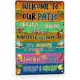 thumbnail image 1 of Outdoor Patio Decor Welcome To Our Patio Sign Patio Tin Signs Patio Metal Signs For Outside Patio Wall Decorations Personalized Garden Signs Yard Art Bar Accessories Funny Porch Signs Backyard Decor, 1 of 13