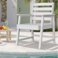 thumbnail image 1 of Outdoor Patio Dining Chair, All Weather HDPE Armchairs with 330LBS Load-Bearing and Imitation Wood Grain for Garden, Lawn and Yard, White, 1 of 6