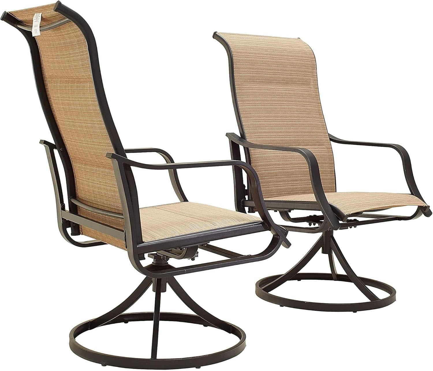 Outdoor Patio Dining Chair Swivel Sling Rocker Set with Steel Metal ...