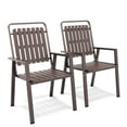 thumbnail image 1 of TQKVIPI Outdoor Patio Dining Chairs Set of 2, Outdoor Patio Chairs, Heavy Duty Metal Dining Chairs with Armrest for Balcony, Deck, Backyard, Lawn, Porch, Kitchen (Brown), 1 of 9