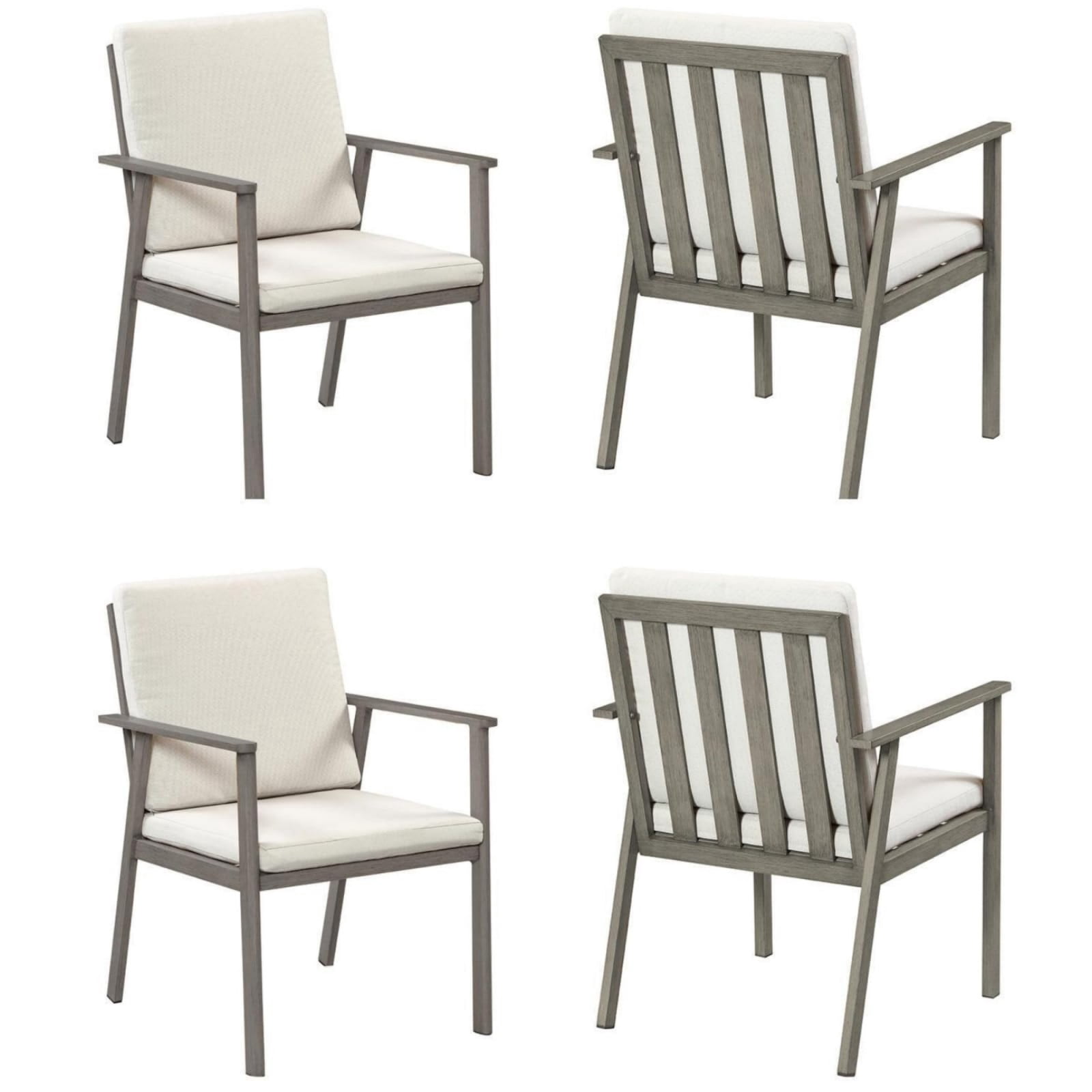 Outdoor Patio Dining Chairs Set of 4, Aluminum Outdoor Dining Chairs with Thick Cushions, All Weather Rustproof Patio Furniture for Garden, Deck, Porch, Poolside, Gray