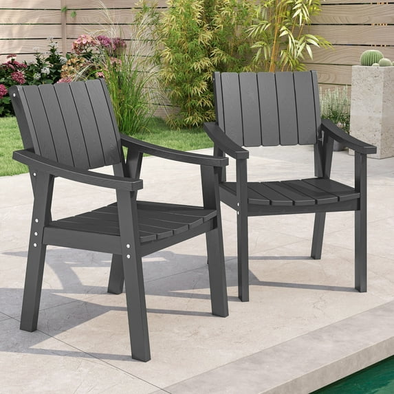 Outdoor Patio Dining Chairs Set of 2 High Back for Lawn Garden Backyard,Gray