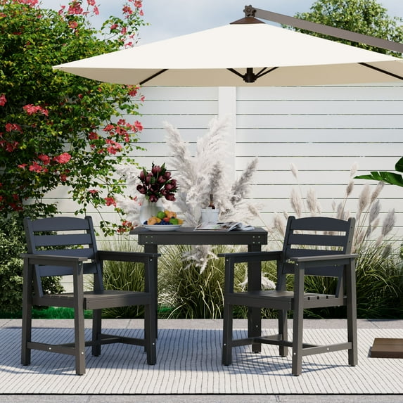 Okeysen Plywood Outdoor Dining Arm Chairs - Set of 2, Black