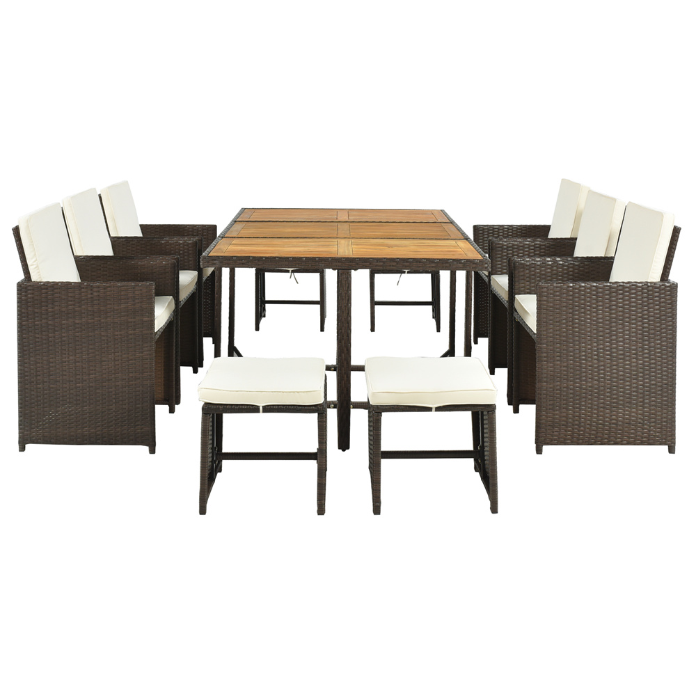Outdoor Patio Dining Set, 11 Piece Patio Furniture Set with 6 PE Wicker Chairs, 4 Stools, 1 Dining Table, All-Weather Outdoor Conversation Set with Cushions for Backyard, Lawn, Garden, LLL144 - image 1 of 11