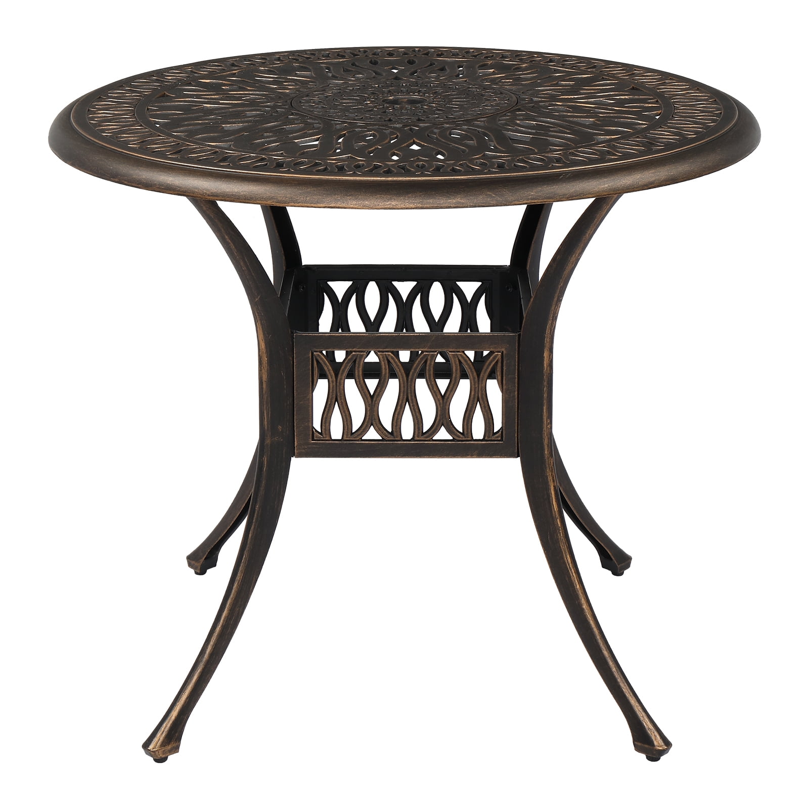 Bronze Round Cast Aluminum Outdoor Dining Table