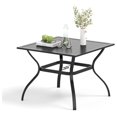 Outdoor Patio Dining Table, 4 Person Metal Square Table with Umbrella