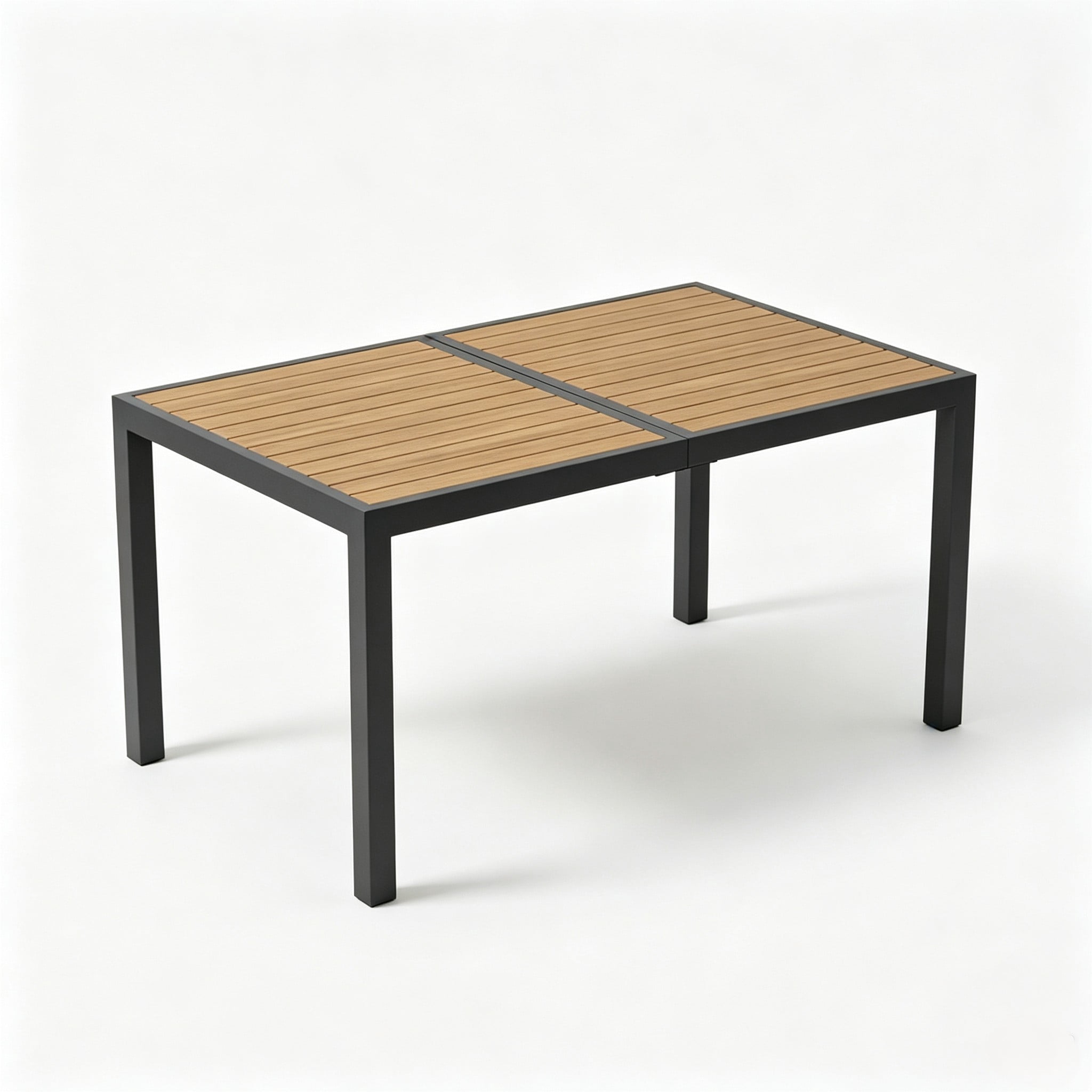 Outdoor Patio Dining Table 59x35x28.7 Inch Grey HDPS Tabletop Aluminum Frame All-Weather for Garden Deck