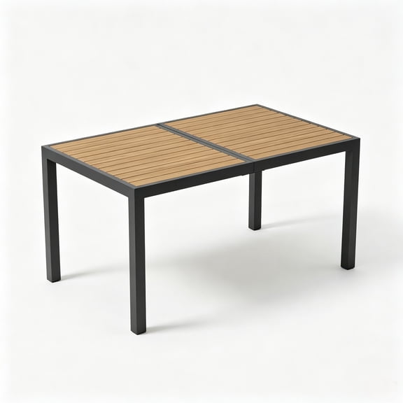 Outdoor Patio Dining Table 59x35x28.7 Inch Grey HDPS Tabletop Aluminum Frame All-Weather for Garden Deck