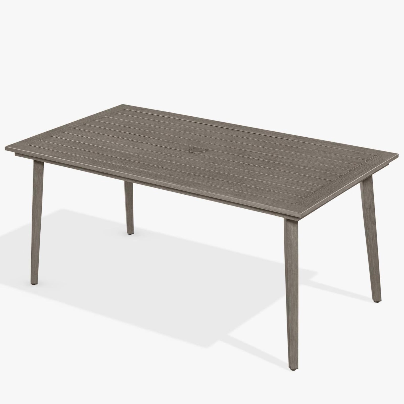 Outdoor Patio Dining Table for 6, Aluminum Outdoor Dining Table with Umbrella Hole, All Weather Patio Table for Garden, Deck, Porch, Lawn, Backyard, Gray