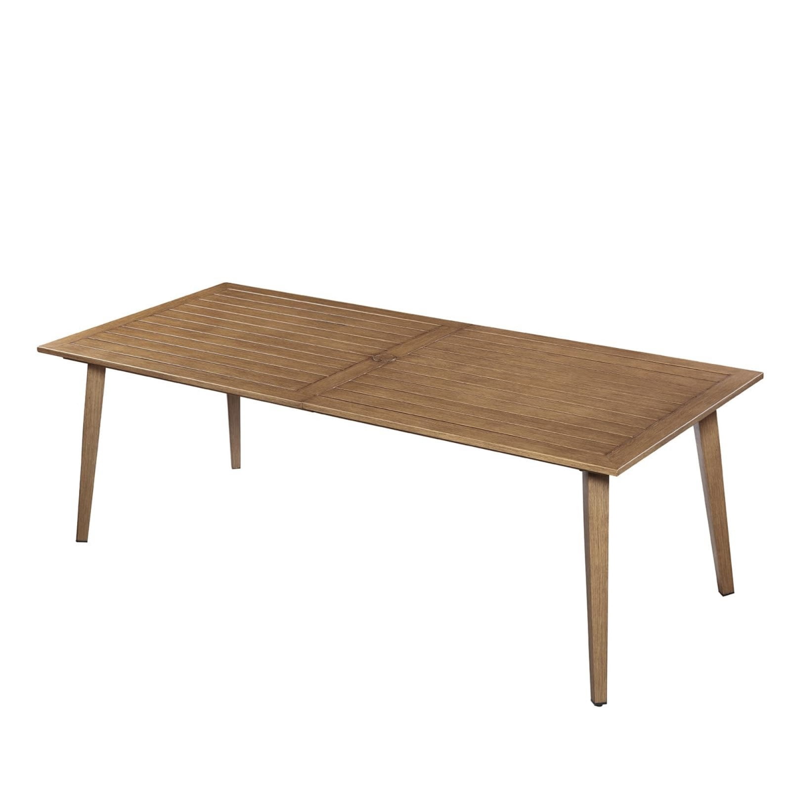Outdoor Patio Dining Table for 8, Aluminum Outdoor Dining Table with Umbrella Hole, All Weather Patio Table for Garden, Deck, Porch, Lawn, Backyard Furniture, Brown